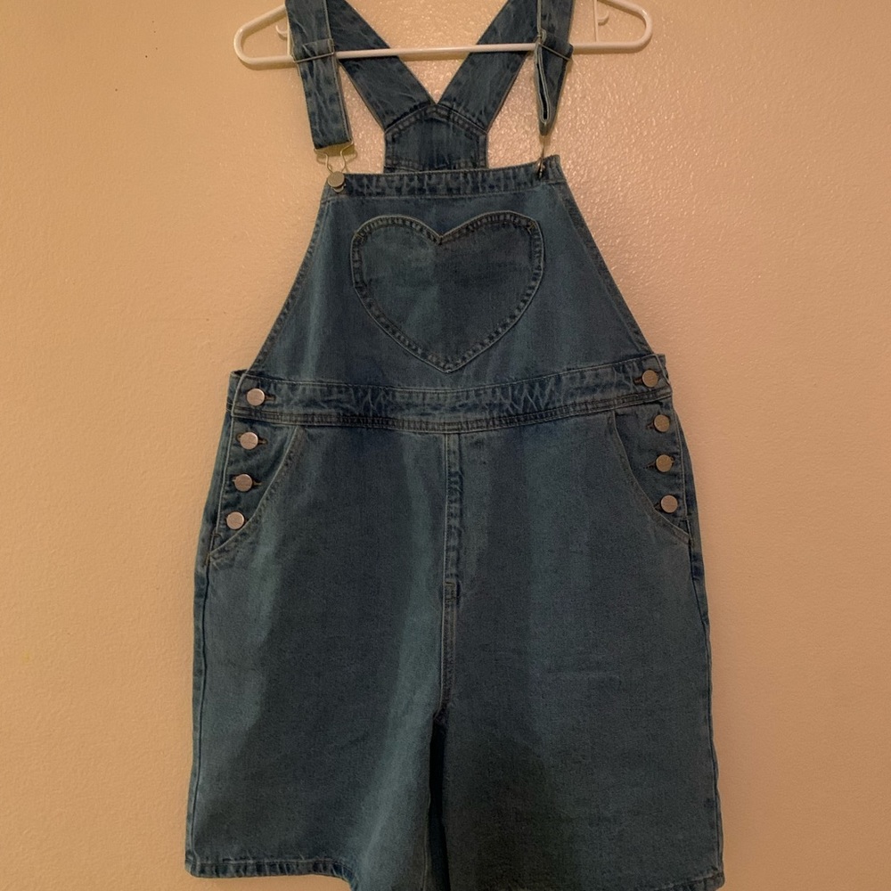 Shiny by nature’s more than a crush overall shorts -light wash